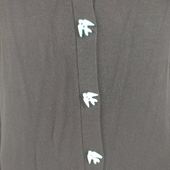 Too Fast black teal embroidered birds button front cardigan sweater ladies Large - Picture 3 of 10